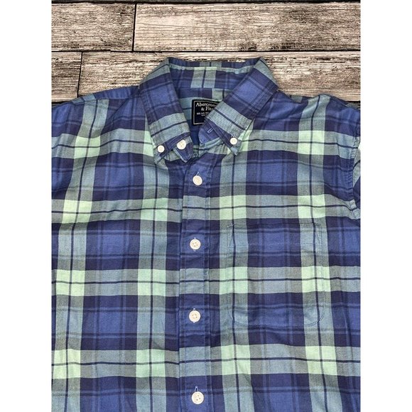 Abercrombie & Fitch Blue Plaid Long Sleeve Shirt - Picture 4 of 6